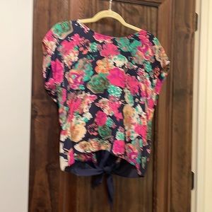 Floral blouse with tie in back- Anthropologie